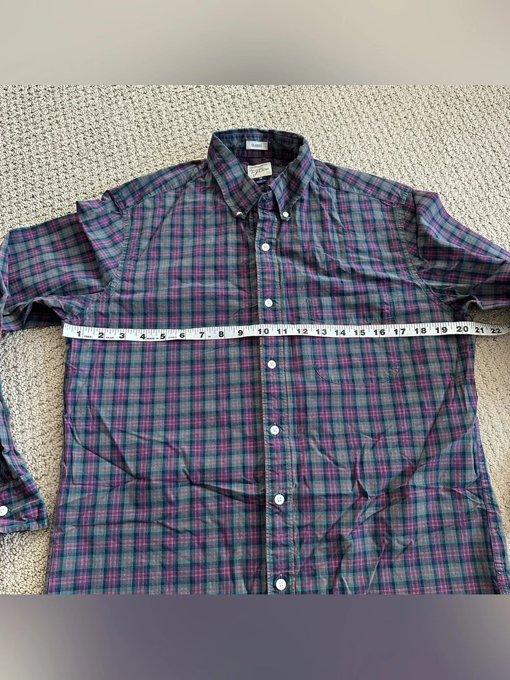J. Crew Men's Plaid Button-Down Shirt in Purple and Green